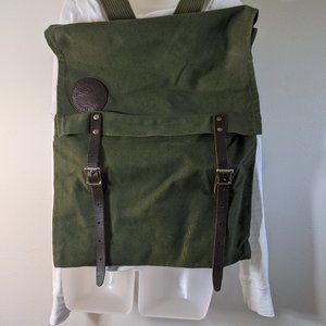 Duluth Canvas Army Green Backpack Leather straps